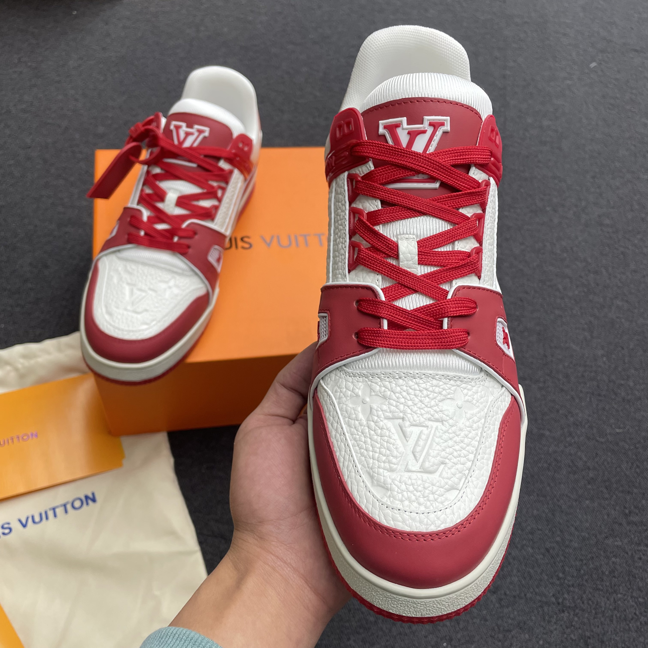 Louis Vuitton Trainer Red White 1a8pk6 (4) - newkick.app