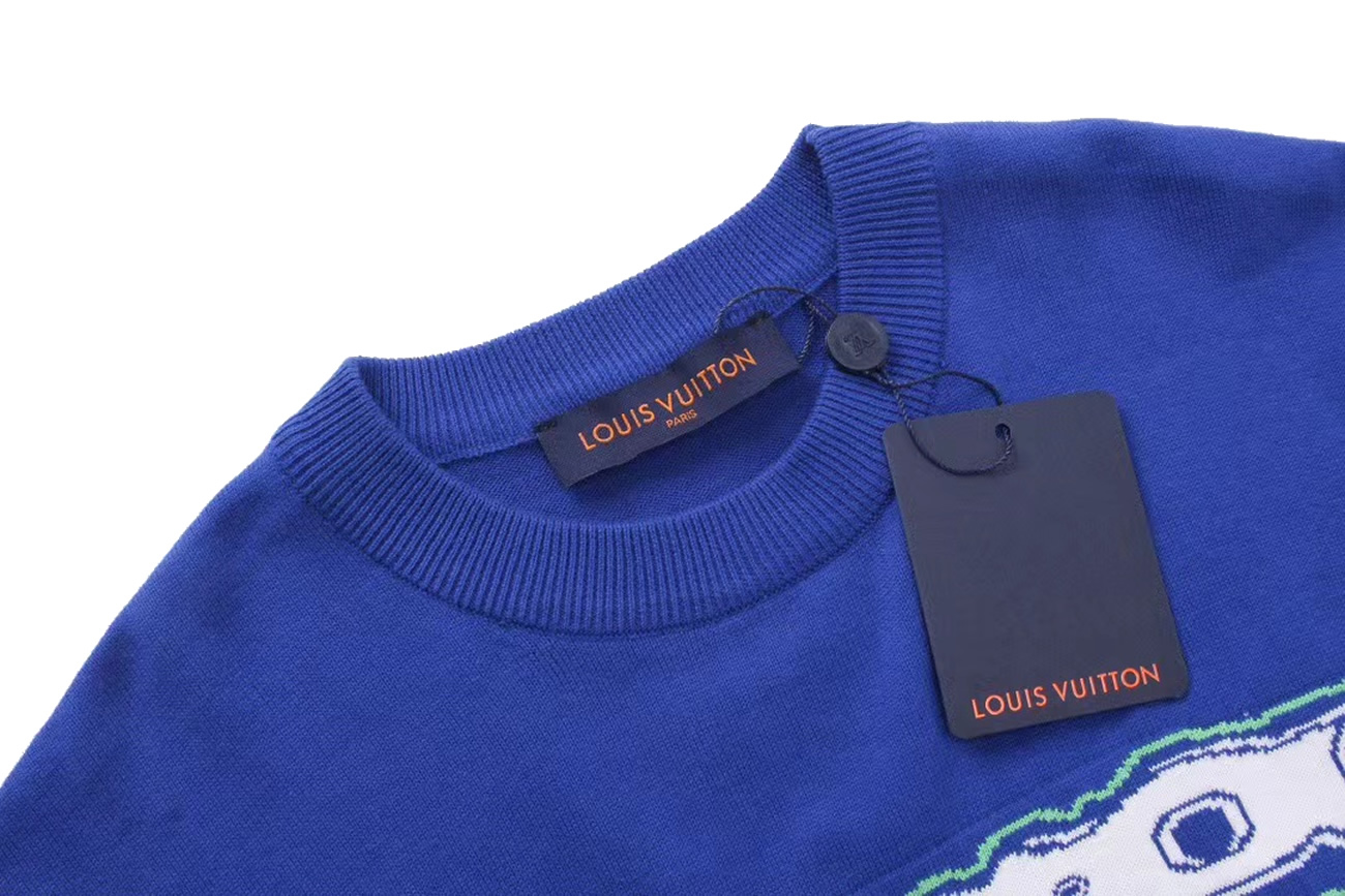 Louis Vuitton Short Sleeved Cotton Intarsia Crewneck 1abxyr (8) - newkick.app