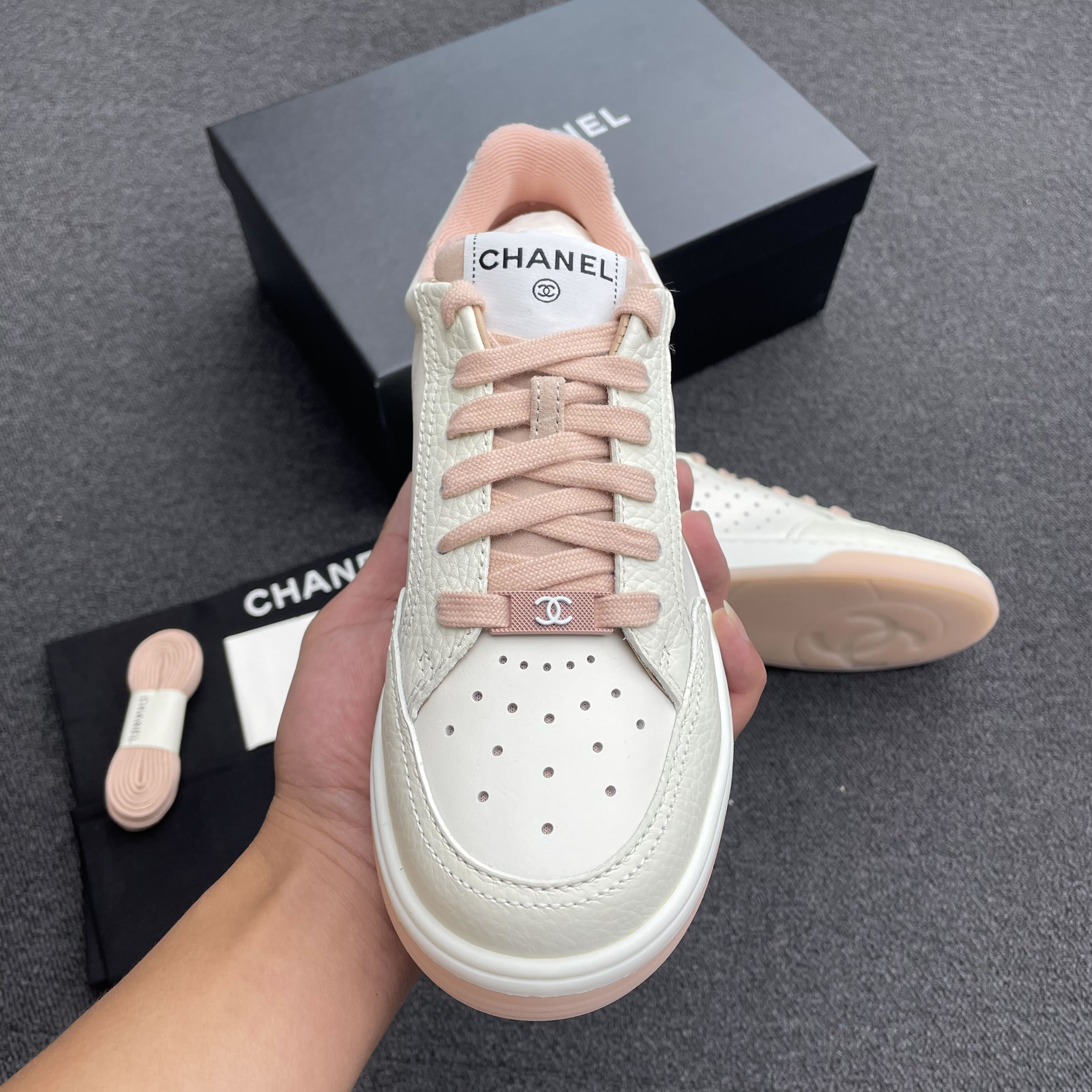 Chanel 22p Trainer White Black Burgundy Light Pink Blue (16) - newkick.app