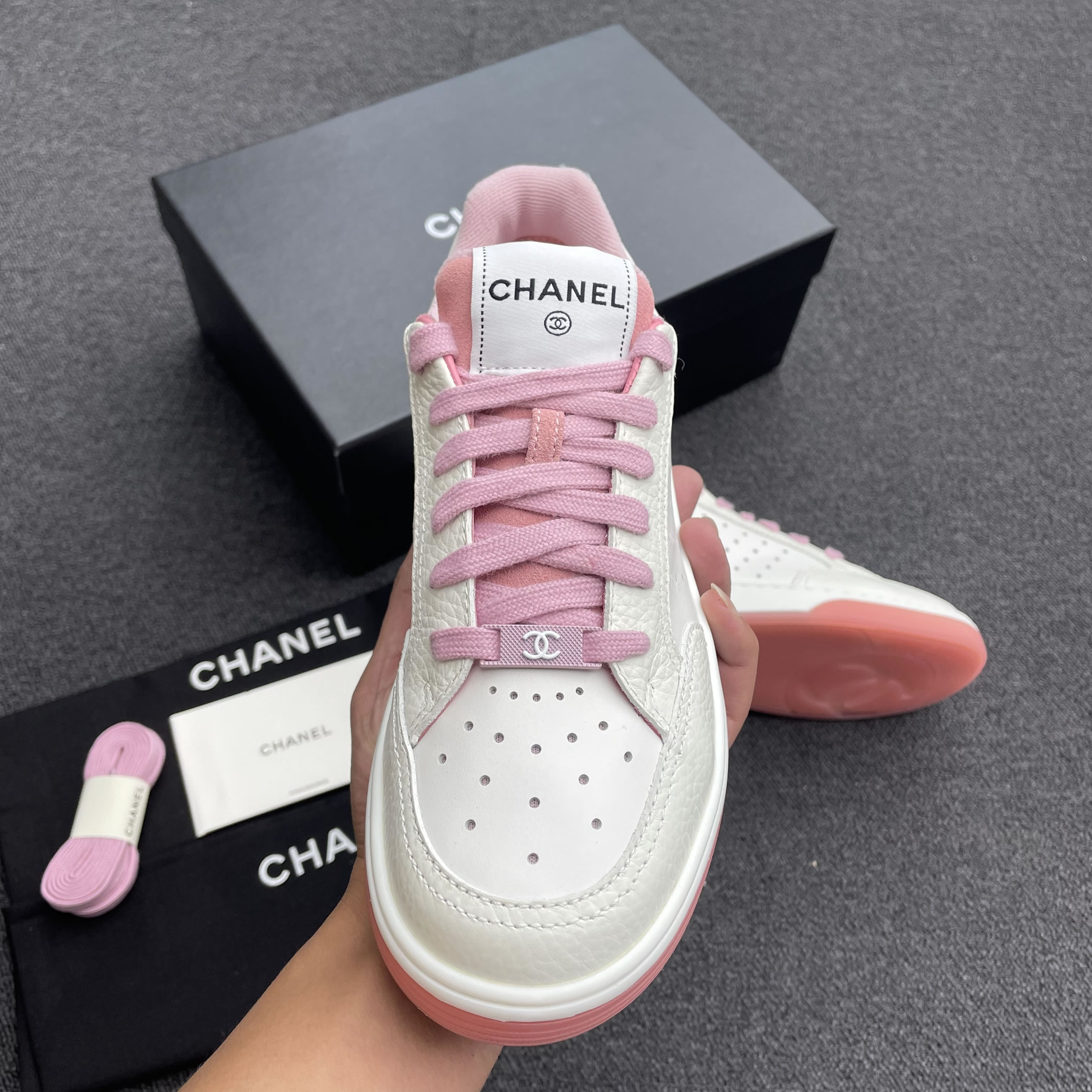 Chanel 22p Trainer White Black Burgundy Light Pink Blue (19) - newkick.app