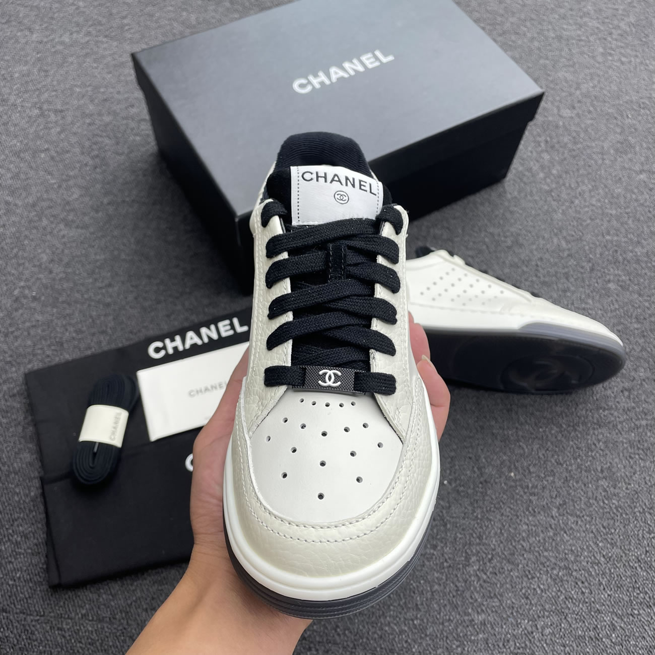 Chanel 22p Trainer White Black Burgundy Light Pink Blue (29) - newkick.app