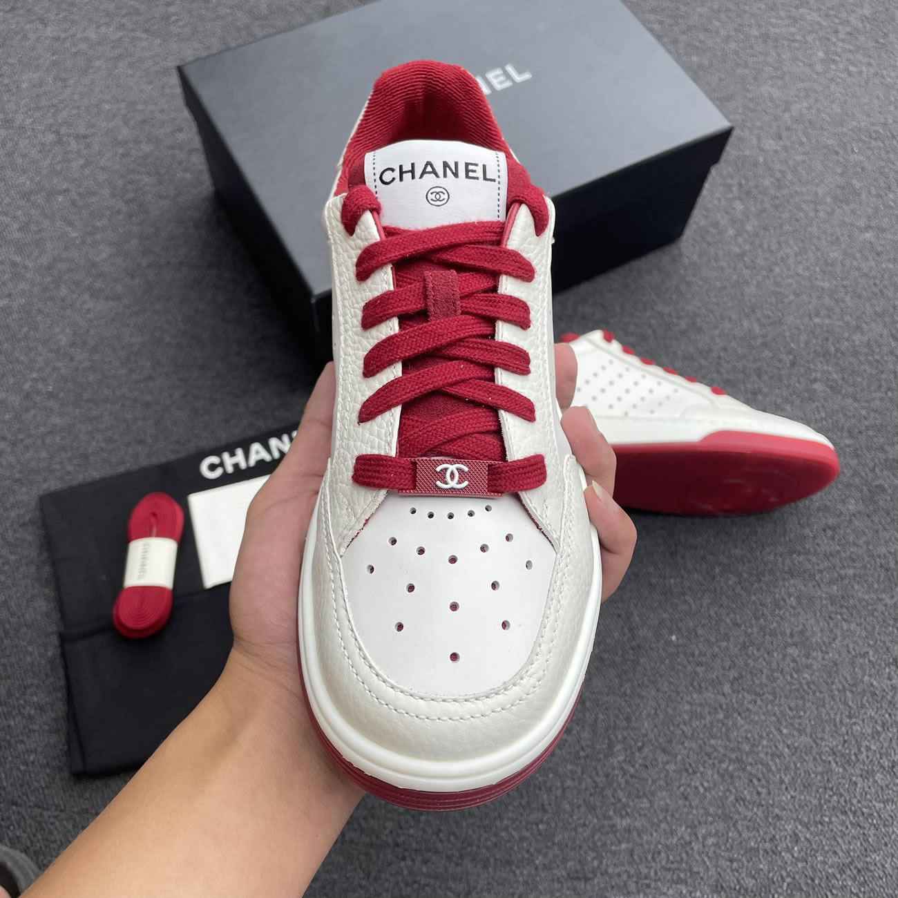 Chanel 22p Trainer White Black Burgundy Light Pink Blue (31) - newkick.app