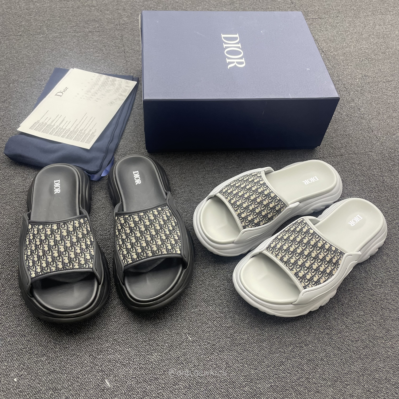 Dior H Town Sandals Grey Rubber And Beige And Black Dior Oblique Twilight 3sa132zyf H800 (9) - newkick.app