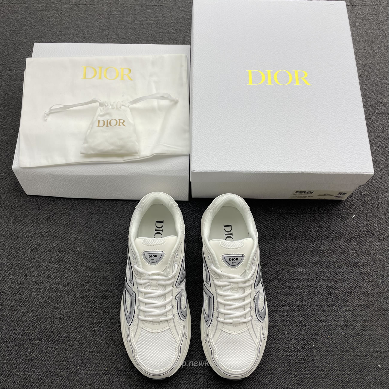 Dior B30 Microfiber Mesh White Grey 3sn279zndh000 (3) - newkick.app