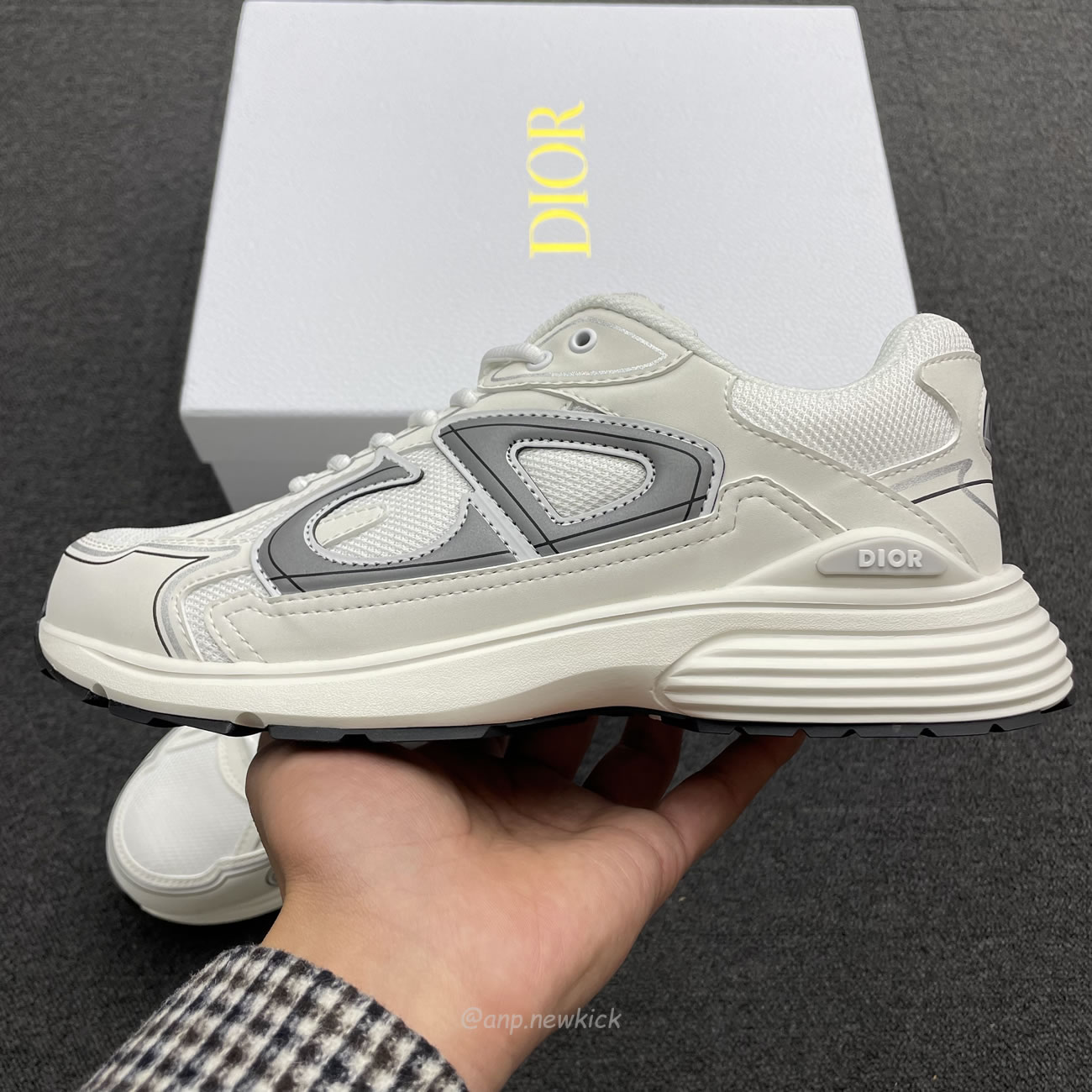 Dior B30 Microfiber Mesh White Grey 3sn279zndh000 (6) - newkick.app