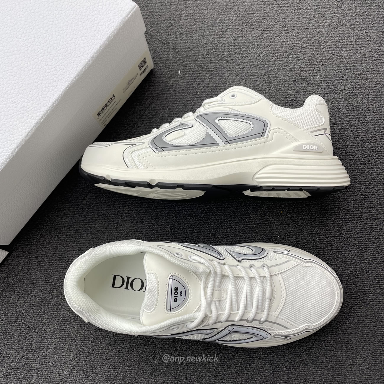 Dior B30 Microfiber Mesh White Grey 3sn279zndh000 (8) - newkick.app