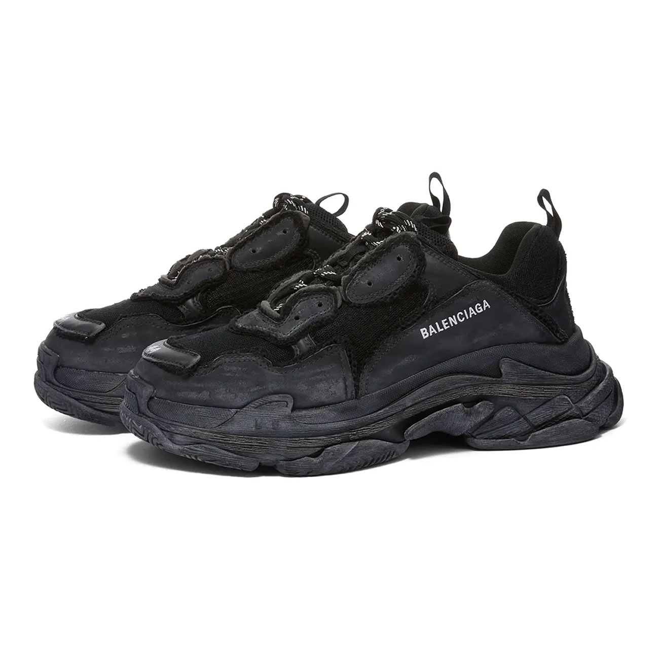 Balenciaga Triple S Triple Black 2018 Reissue Pre Distressed 512176 W09o1 1000 (10) - newkick.app