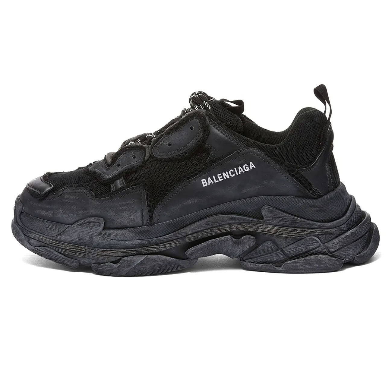 Balenciaga Triple S Triple Black 2018 Reissue Pre Distressed 512176 W09o1 1000 (8) - newkick.app