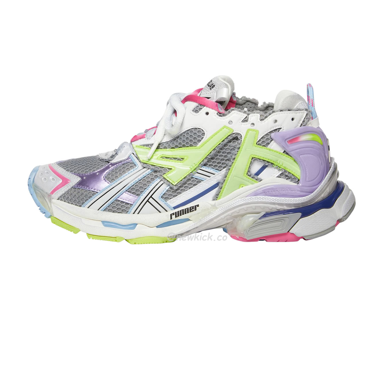 Balenciaga Runner Leather Free Grey Light Purple Neon Yellow White 677403w3rbp1745 (1) - newkick.app