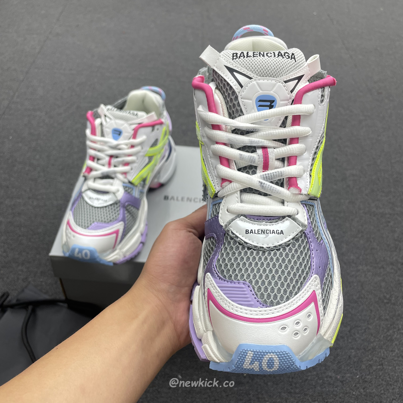 Balenciaga Runner Leather Free Grey Light Purple Neon Yellow White 677403w3rbp1745 (12) - newkick.app