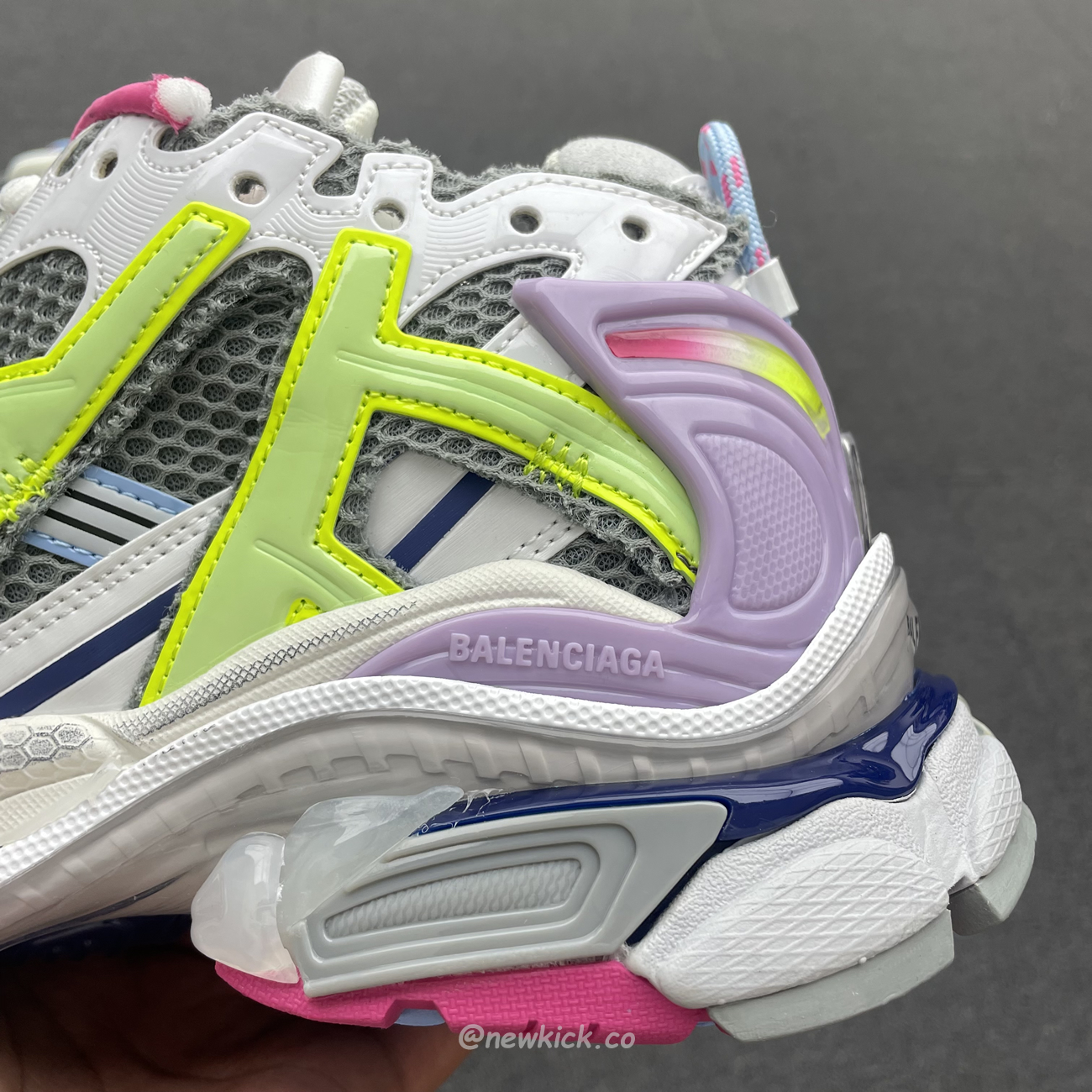 Balenciaga Runner Leather Free Grey Light Purple Neon Yellow White 677403w3rbp1745 (2) - newkick.app