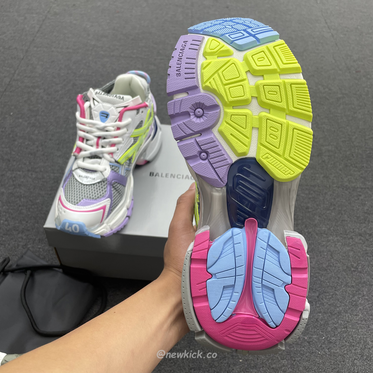 Balenciaga Runner Leather Free Grey Light Purple Neon Yellow White 677403w3rbp1745 (6) - newkick.app