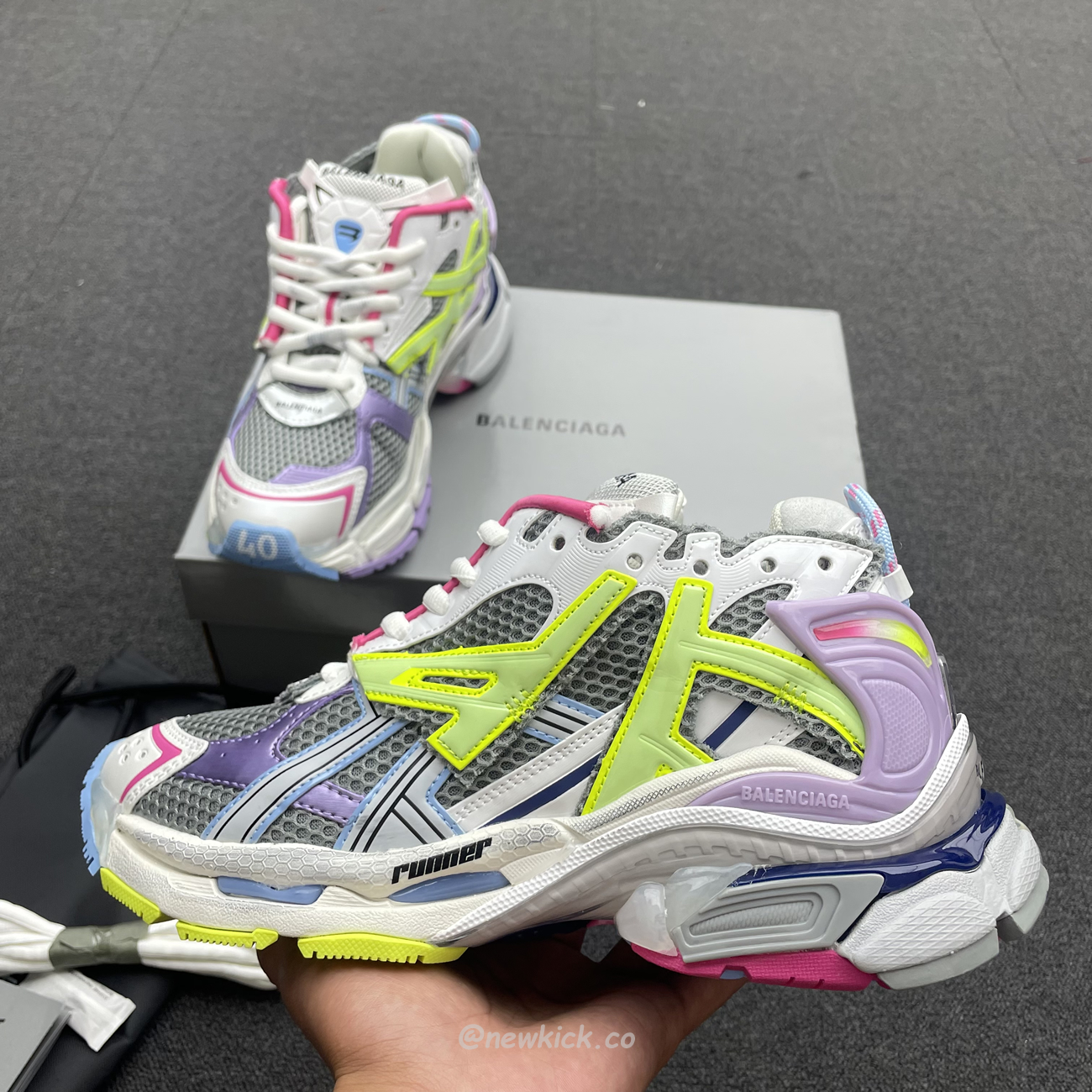 Balenciaga Runner Leather Free Grey Light Purple Neon Yellow White 677403w3rbp1745 (8) - newkick.app