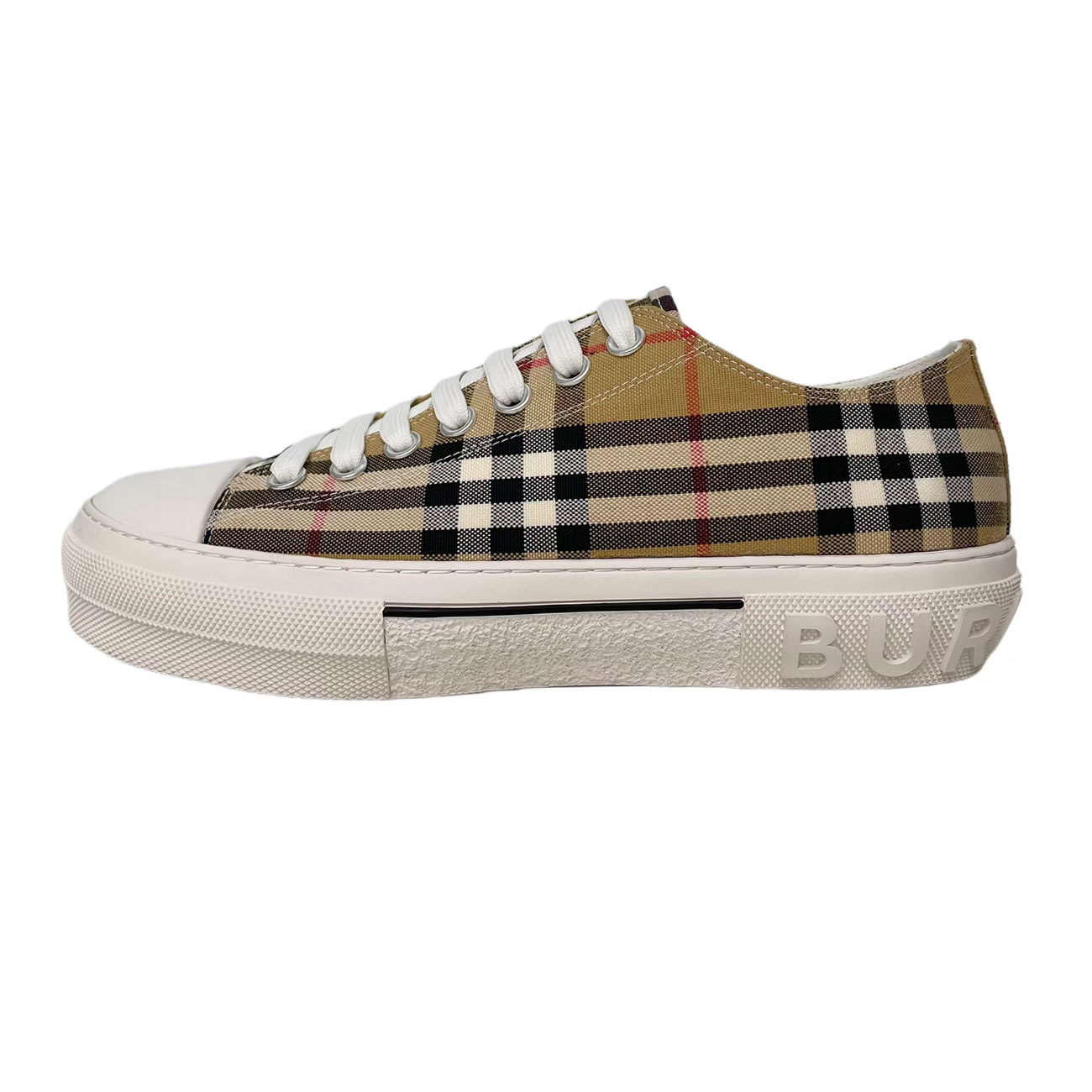 Burberry Vintage Check Cotton Sneakers Archive Beige White W 80505061 (1) - newkick.app