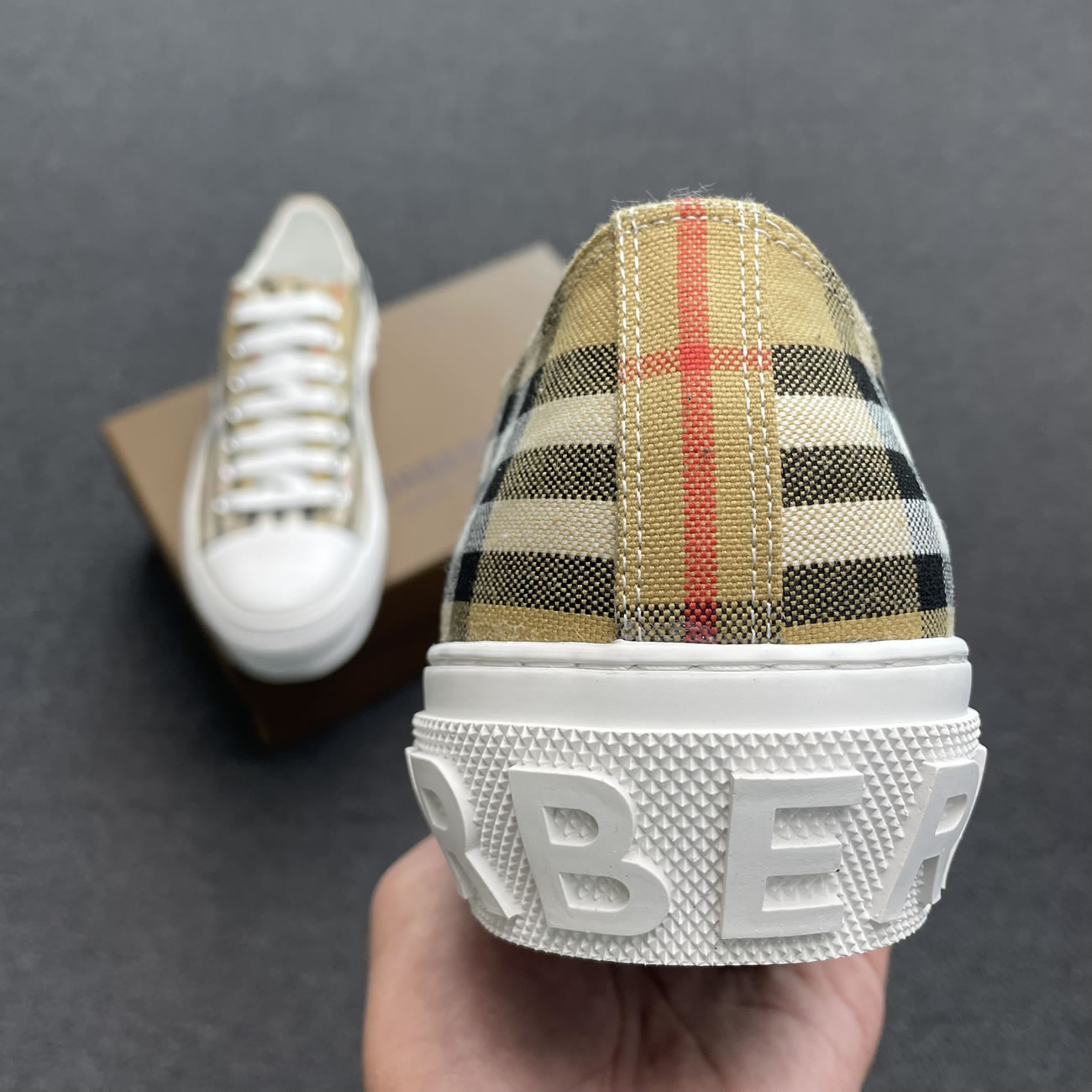 Burberry Vintage Check Cotton Sneakers Archive Beige White W 80505061 (5) - newkick.app