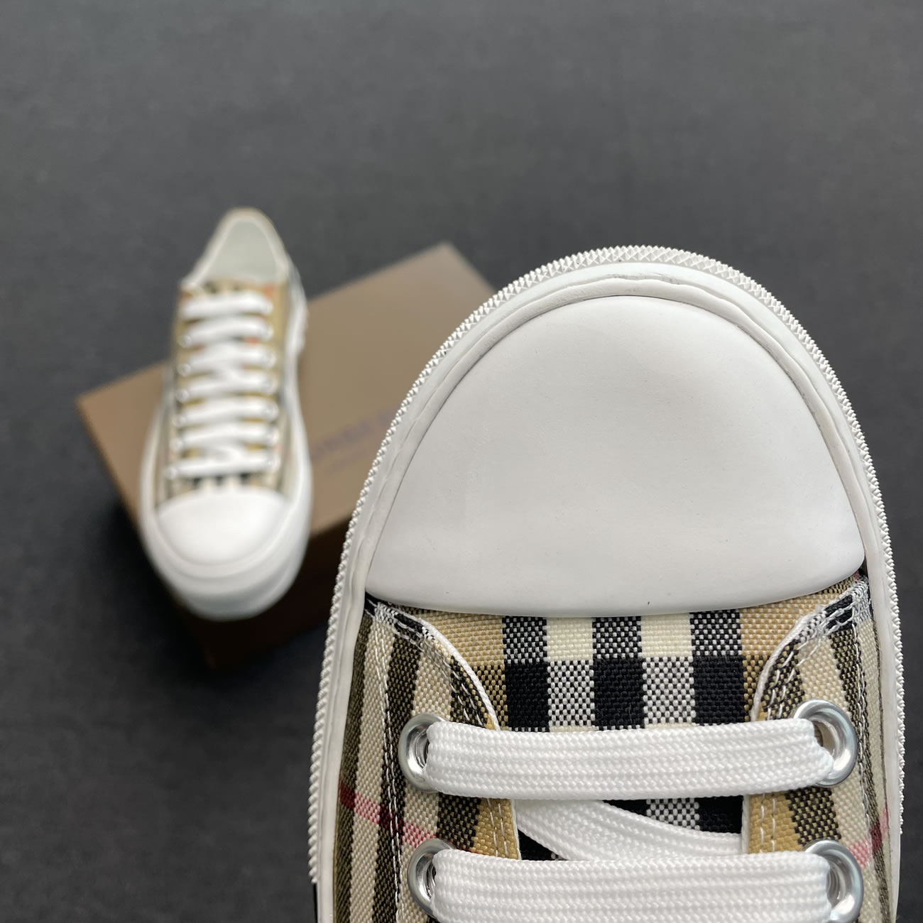 Burberry Vintage Check Cotton Sneakers Archive Beige White W 80505061 (6) - newkick.app