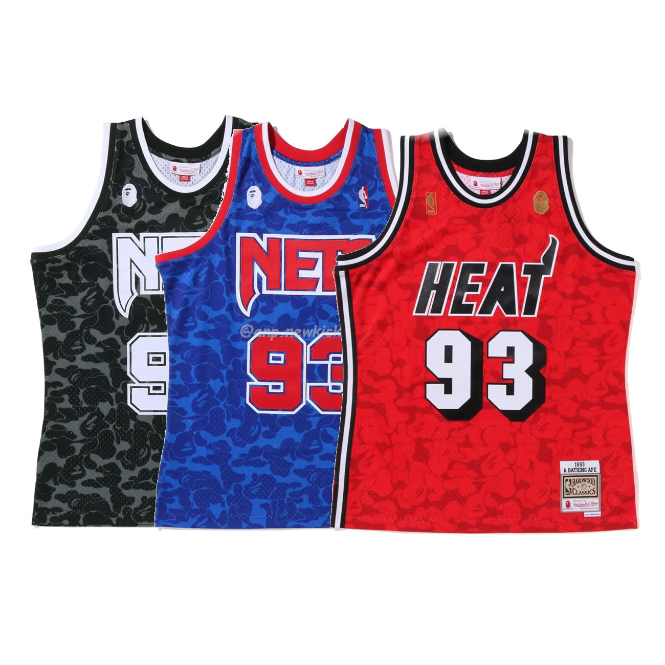 A Bathing Ape X Mitchell Ness New Jersey Nets Jersey Black Red Blue (1) - newkick.app