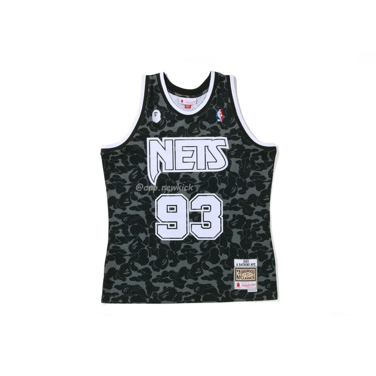 A Bathing Ape X Mitchell Ness New Jersey Nets Jersey Black Red Blue (3) - newkick.app