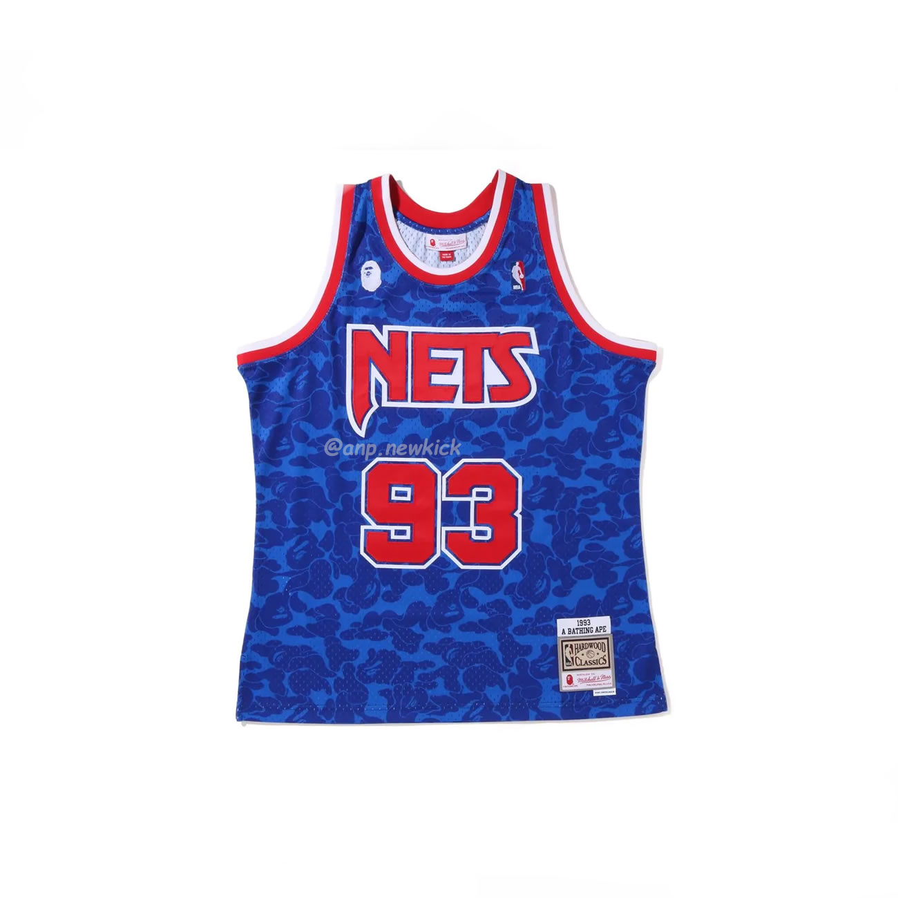 A Bathing Ape X Mitchell Ness New Jersey Nets Jersey Black Red Blue (6) - newkick.app