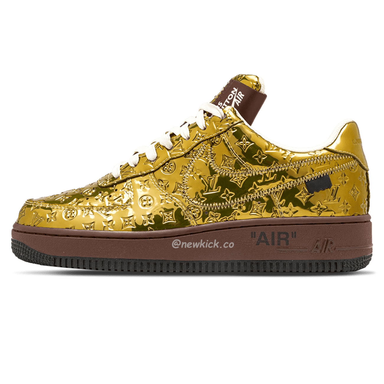 Louis Vuitton Nike Air Force 1 Low By Virgil Abloh Metallic Gold (1) - newkick.app