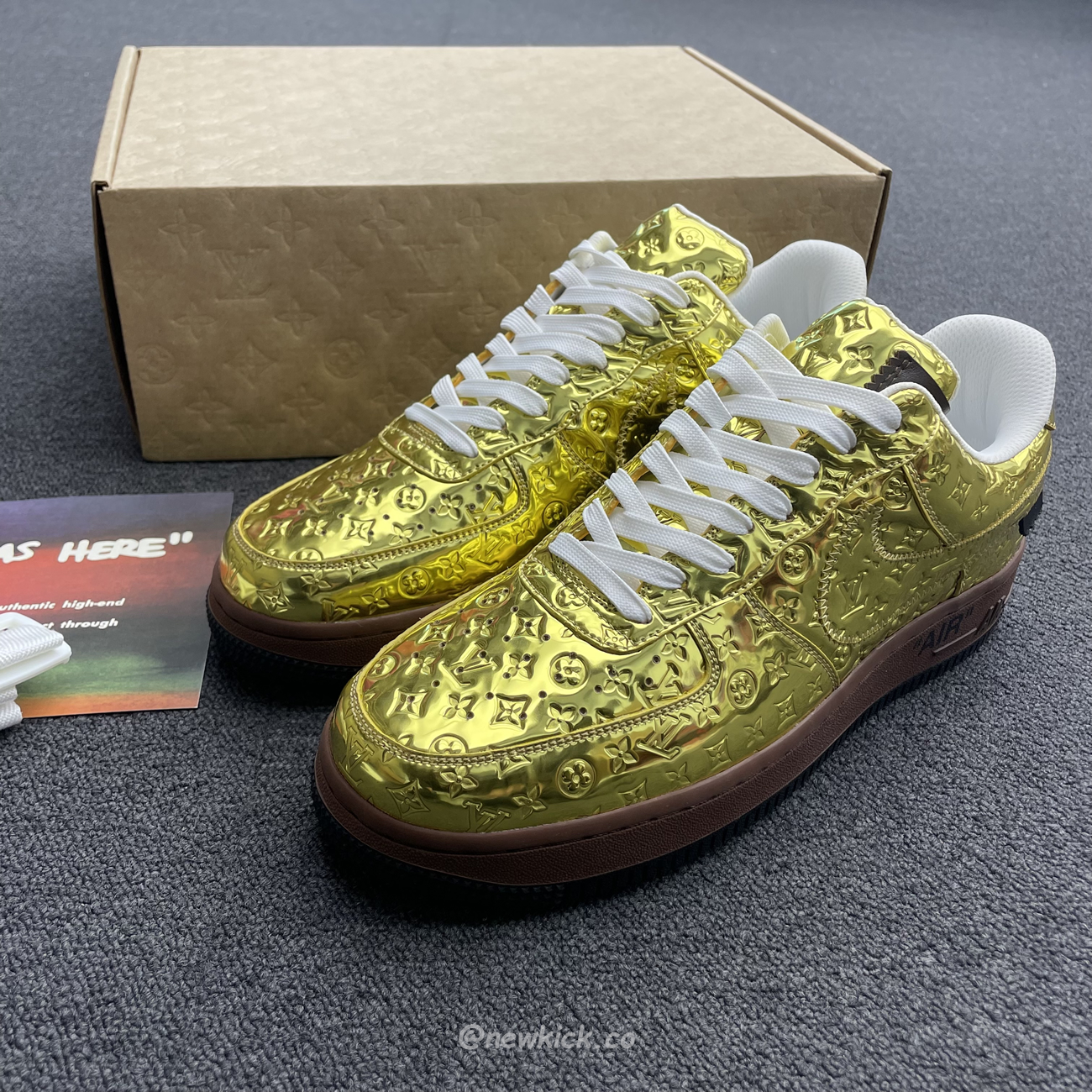 Louis Vuitton Nike Air Force 1 Low By Virgil Abloh Metallic Gold (10) - newkick.app