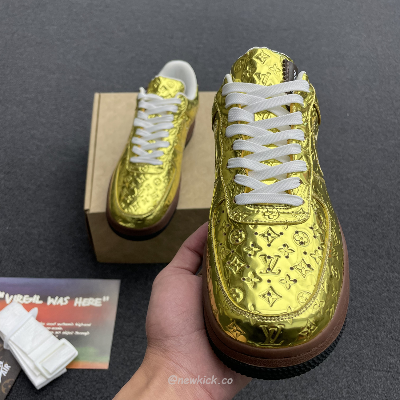 Louis Vuitton Nike Air Force 1 Low By Virgil Abloh Metallic Gold (12) - newkick.app