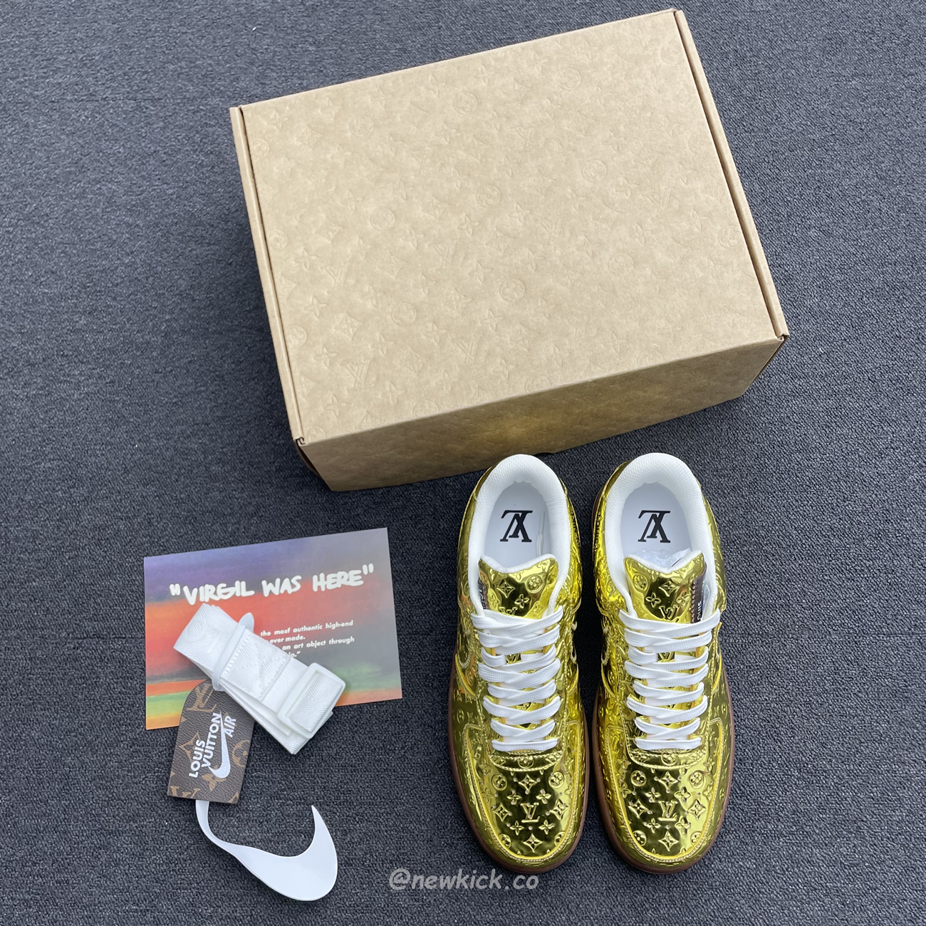 Louis Vuitton Nike Air Force 1 Low By Virgil Abloh Metallic Gold (2) - newkick.app