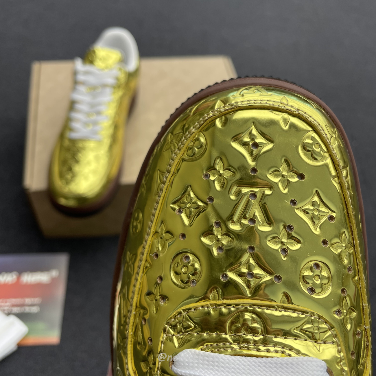 Louis Vuitton Nike Air Force 1 Low By Virgil Abloh Metallic Gold (3) - newkick.app