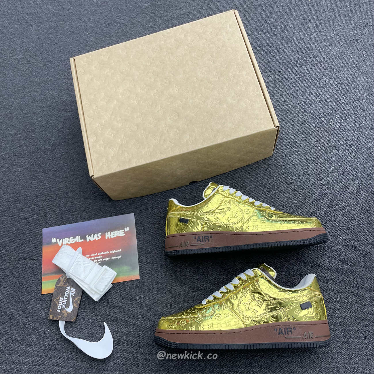 Louis Vuitton Nike Air Force 1 Low By Virgil Abloh Metallic Gold (5) - newkick.app