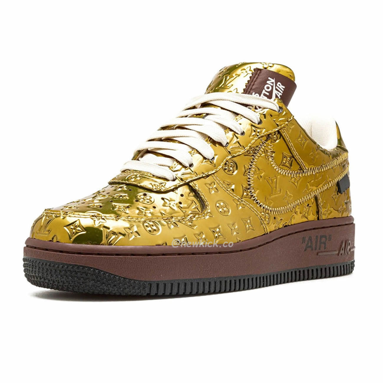 Louis Vuitton Nike Air Force 1 Low By Virgil Abloh Metallic Gold (7) - newkick.app