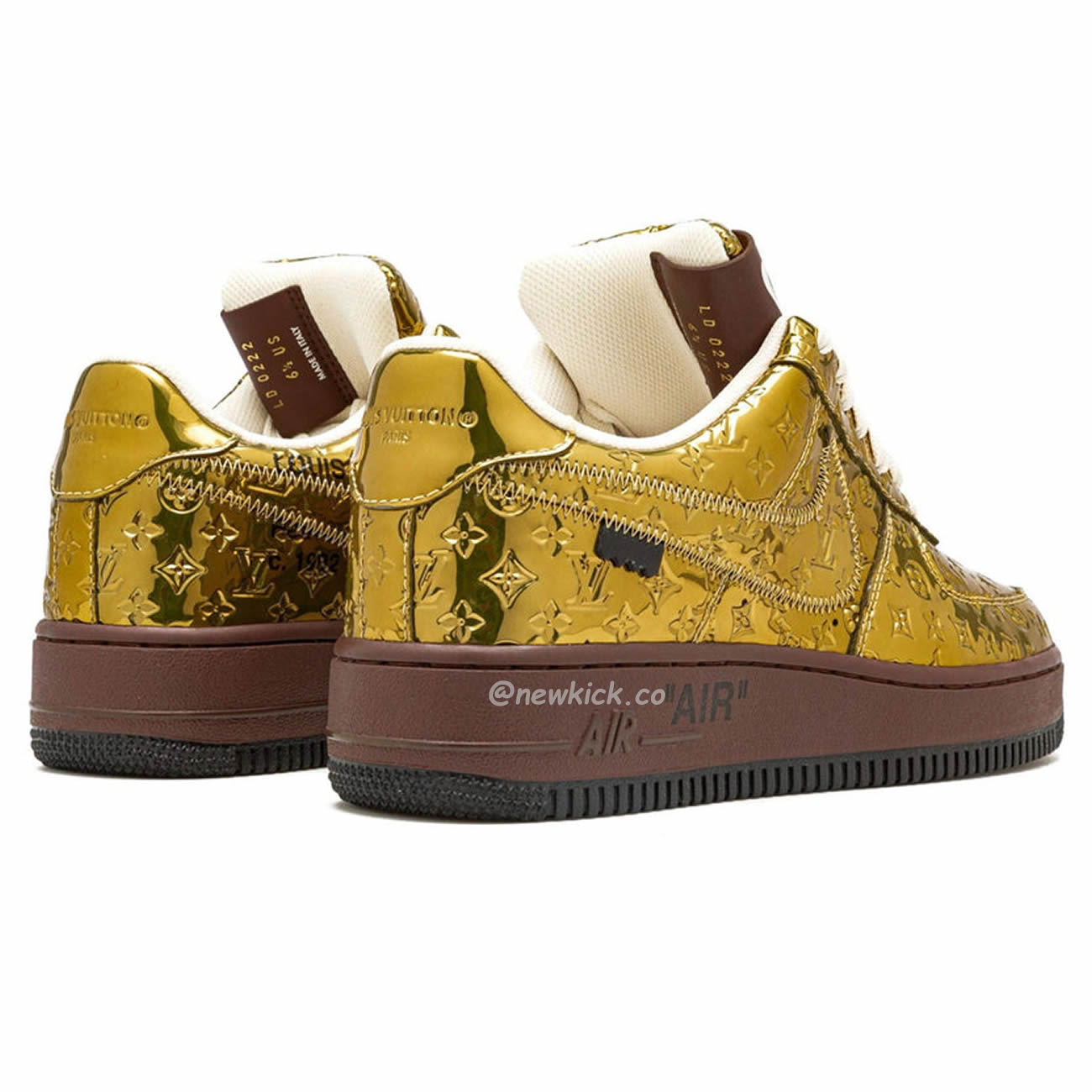 Louis Vuitton Nike Air Force 1 Low By Virgil Abloh Metallic Gold (8) - newkick.app