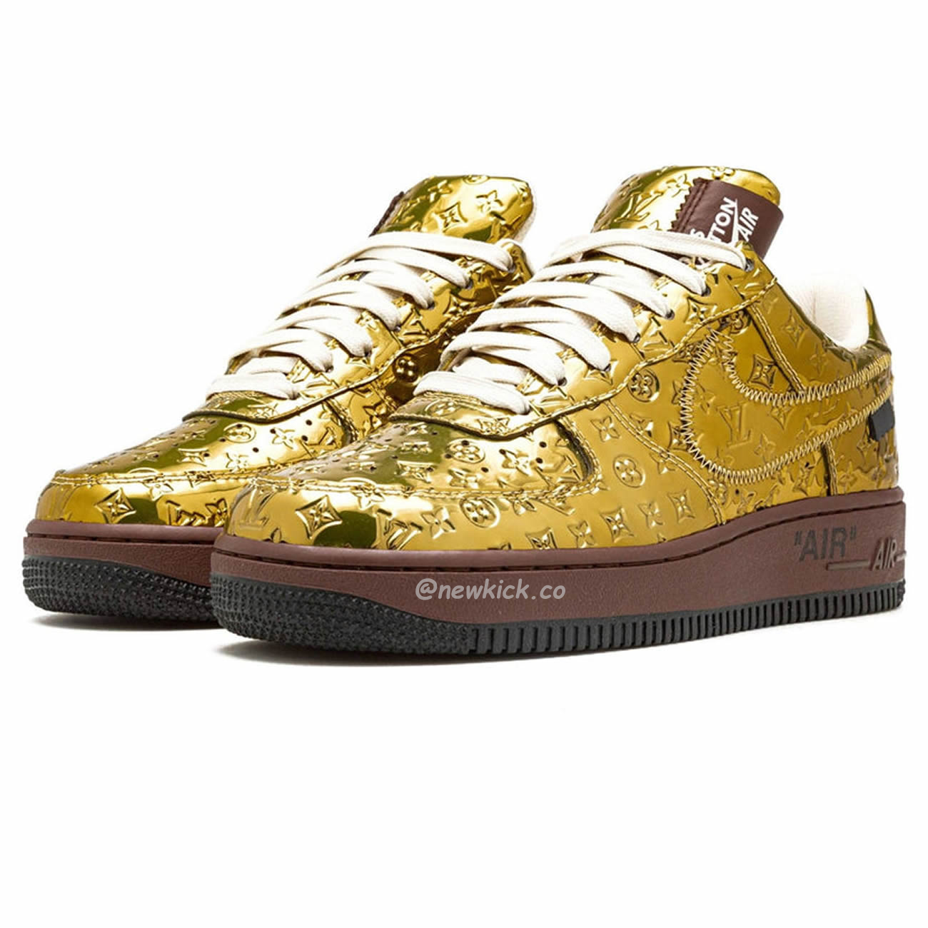 Louis Vuitton Nike Air Force 1 Low By Virgil Abloh Metallic Gold (9) - newkick.app