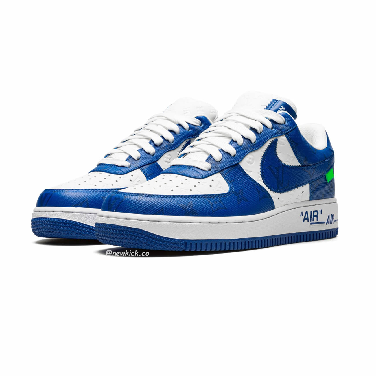 Louis Vuitton Nike Air Force 1 Low By Virgil Abloh White Green Royal (10) - newkick.app