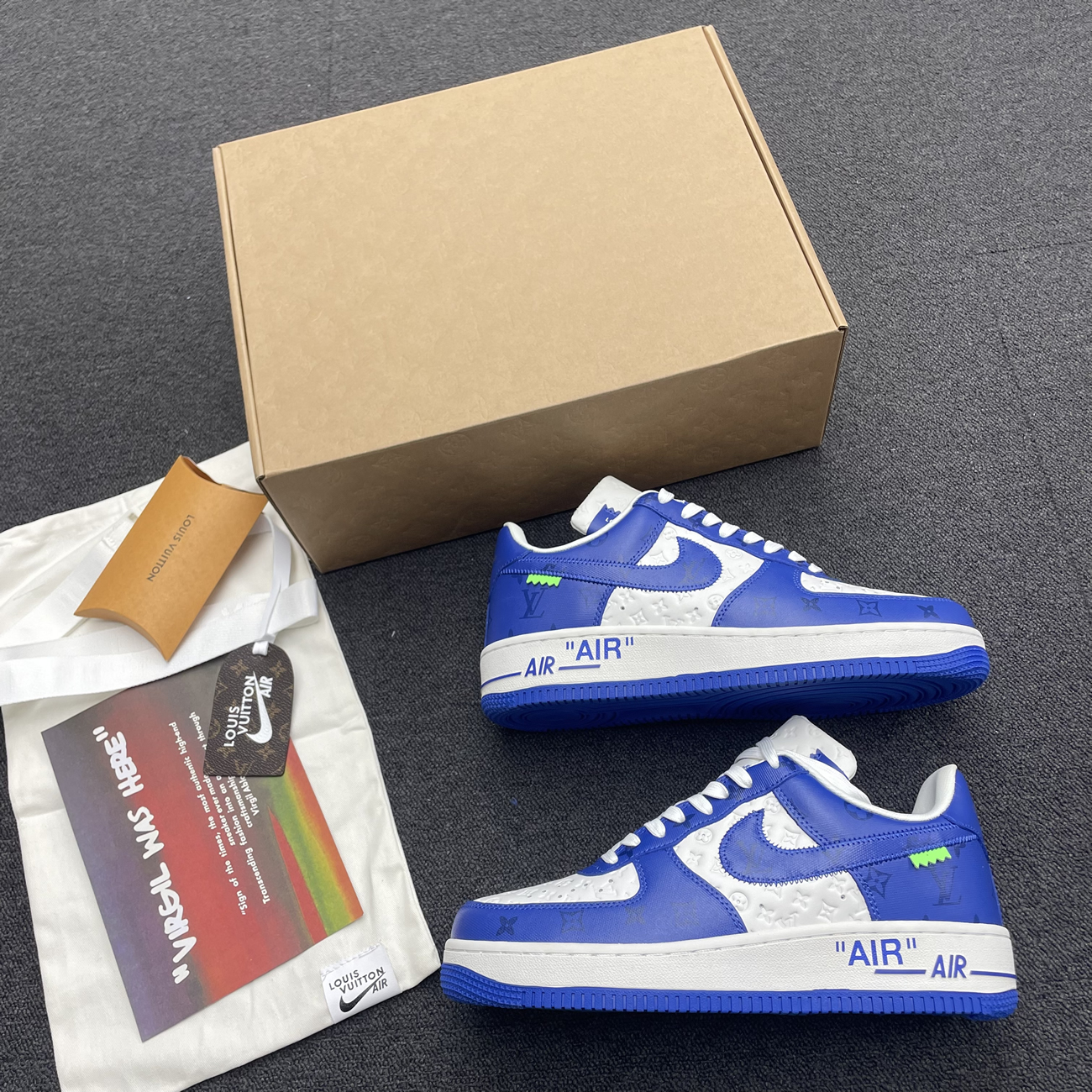 Louis Vuitton Nike Air Force 1 Low By Virgil Abloh White Green Royal (15) - newkick.app