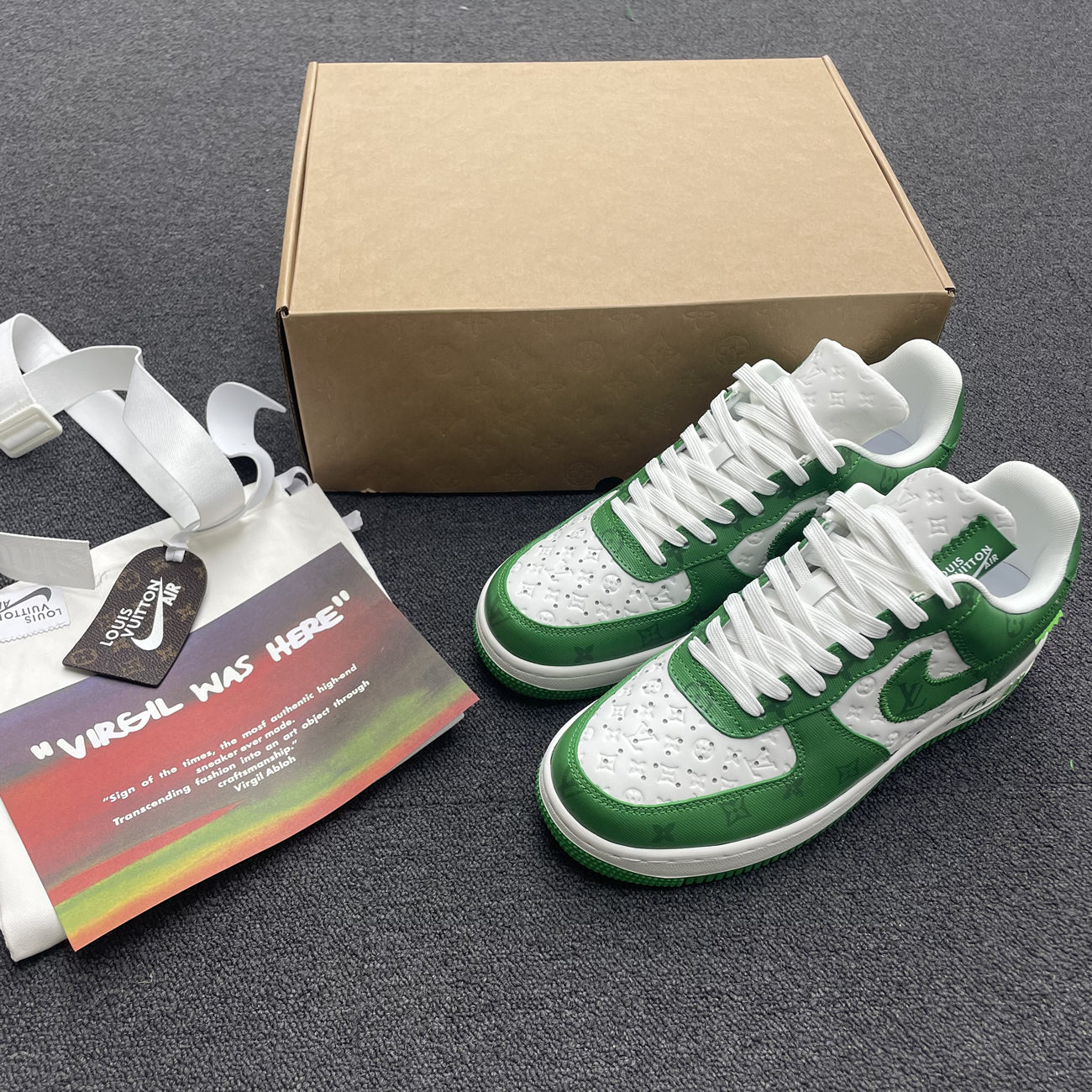 Louis Vuitton Nike Air Force 1 Low By Virgil Abloh White Green Royal (18) - newkick.app