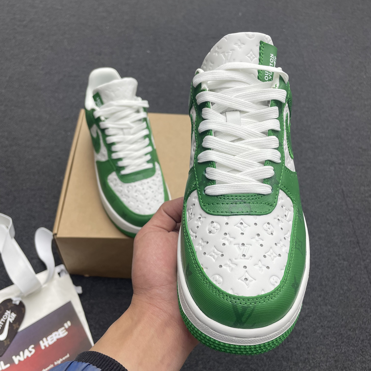 Louis Vuitton Nike Air Force 1 Low By Virgil Abloh White Green Royal (19) - newkick.app