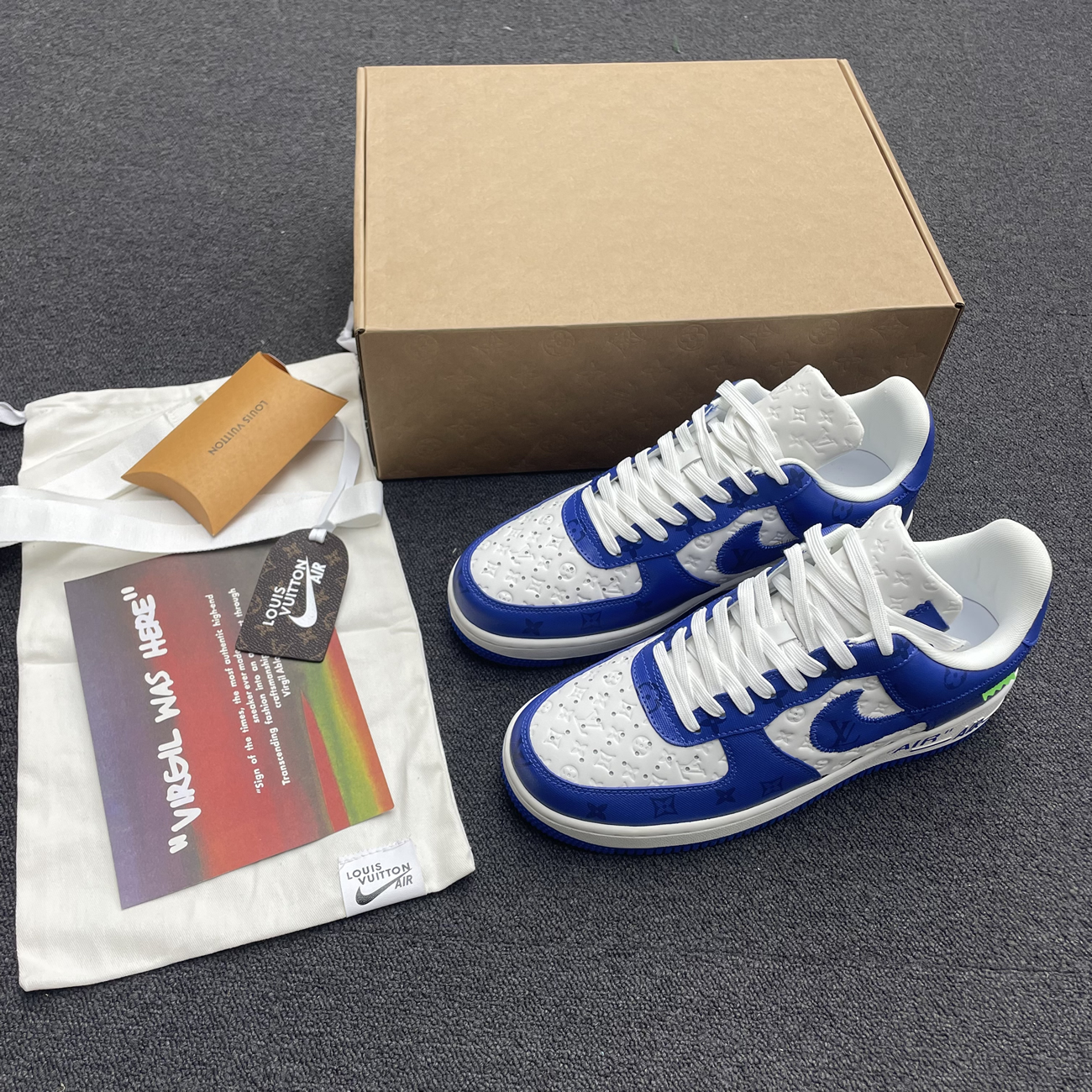 Louis Vuitton Nike Air Force 1 Low By Virgil Abloh White Green Royal (2) - newkick.app