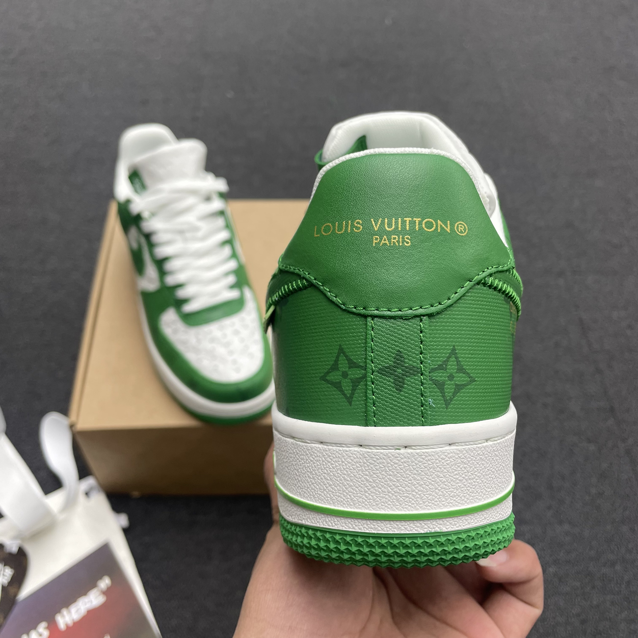 Louis Vuitton Nike Air Force 1 Low By Virgil Abloh White Green Royal (9) - newkick.app