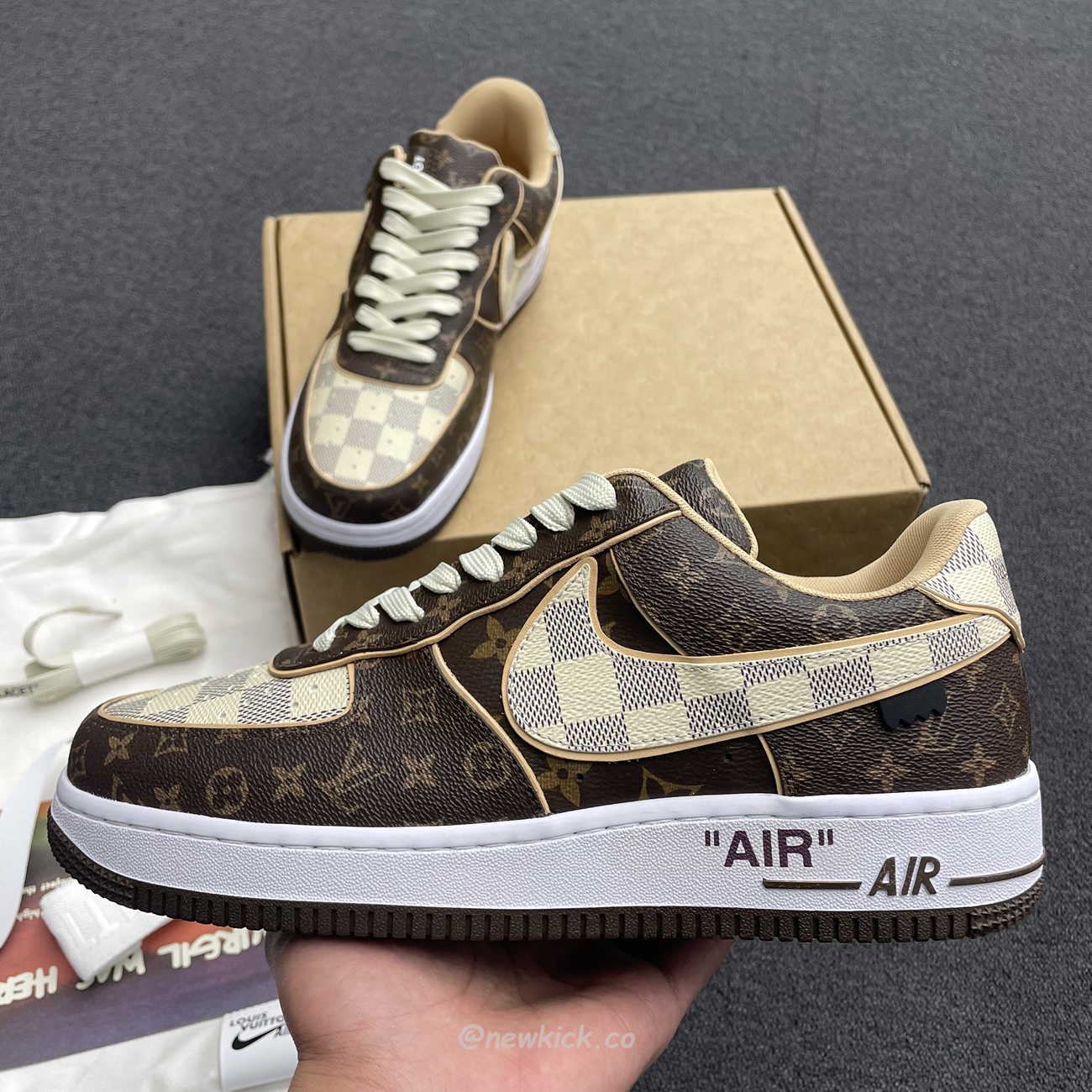 Nike Air Force 1 Low Louis Vuitton Monogram Brown Damier Azur (11) - newkick.app