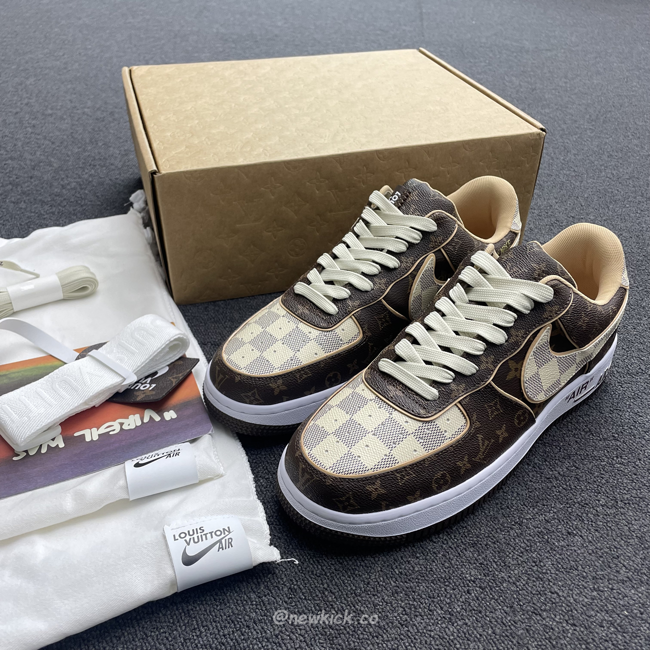 Nike Air Force 1 Low Louis Vuitton Monogram Brown Damier Azur (16) - newkick.app