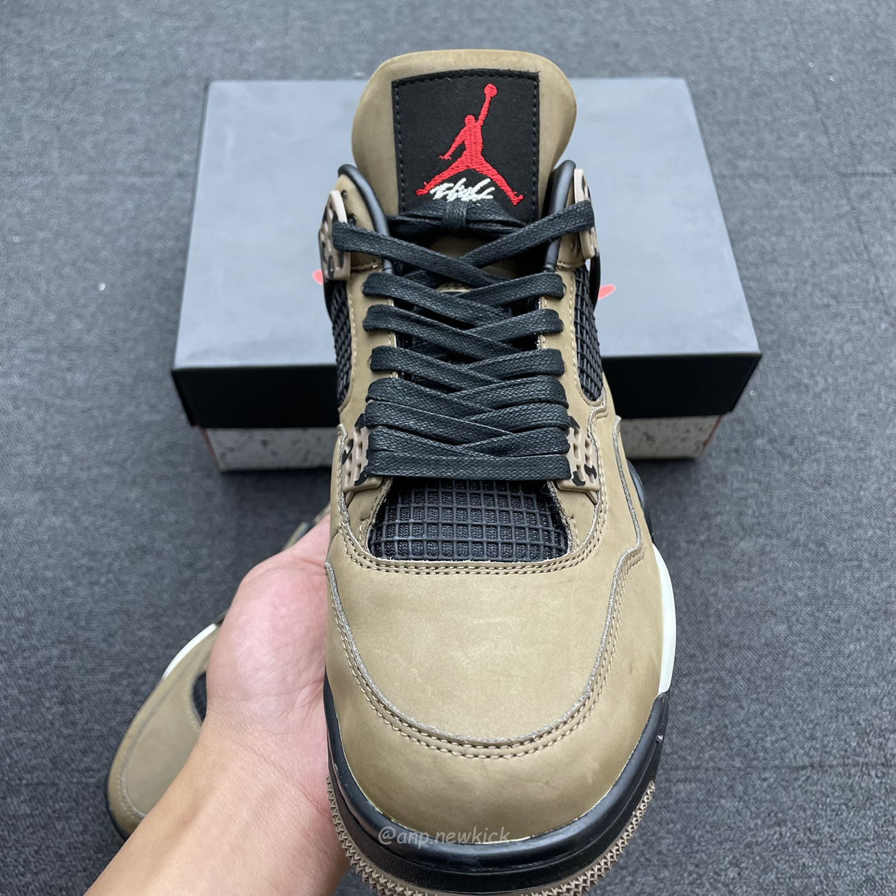 Air Jordan 4 X Travis Scott Olive Grey Black Aj4 882335 (8) - newkick.app