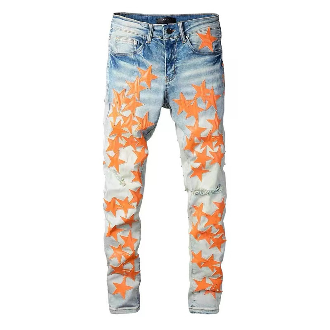 Amiri Chemist Denim Stars Skinny Jean Orange (4) - newkick.app