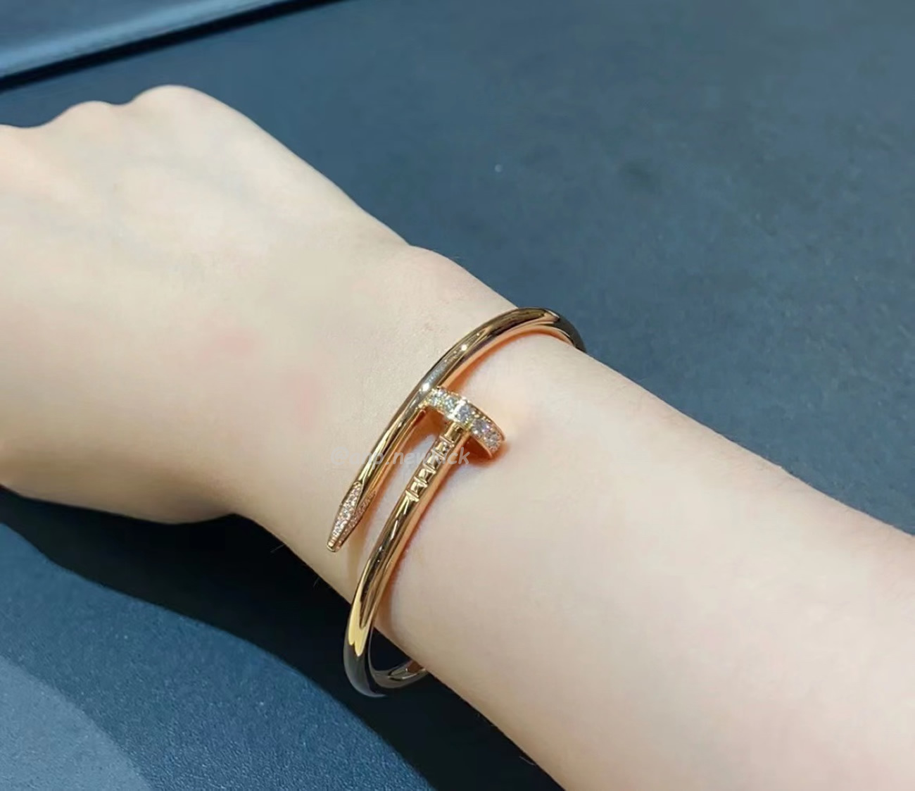 Cartier Rose Gold Silver Diamond Juste Un Clou Bracelet Size 16 B6048516 (2) - newkick.app