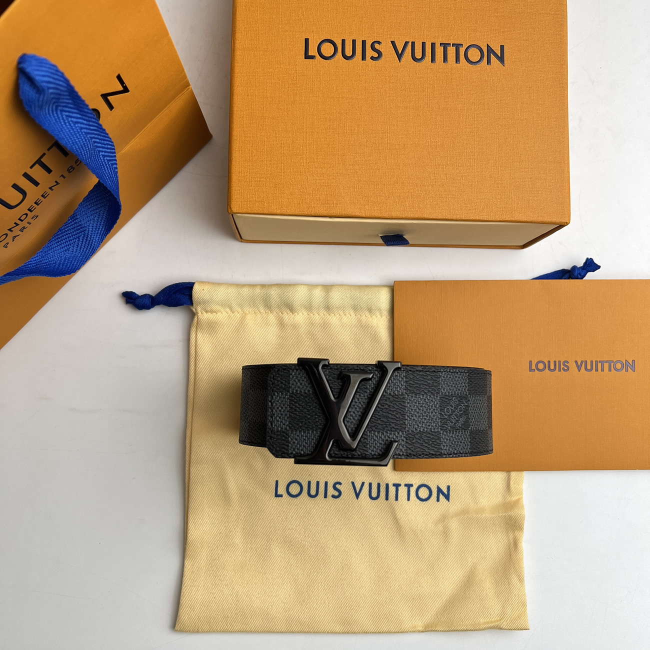 Lv Initiales 95cm 125cm Damier Black Belt (4) - newkick.app