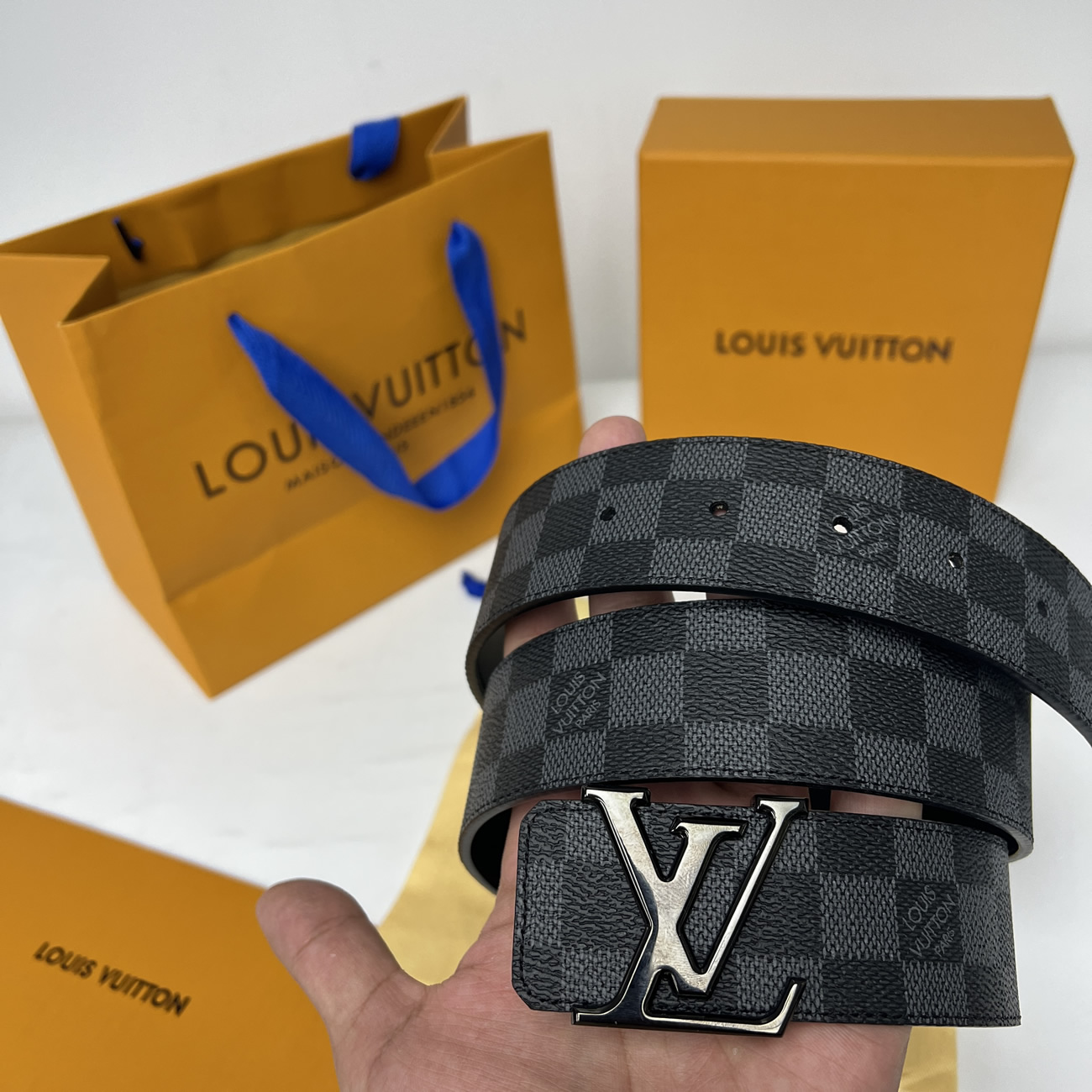 Lv Initiales 95cm 125cm Damier Black Belt (5) - newkick.app