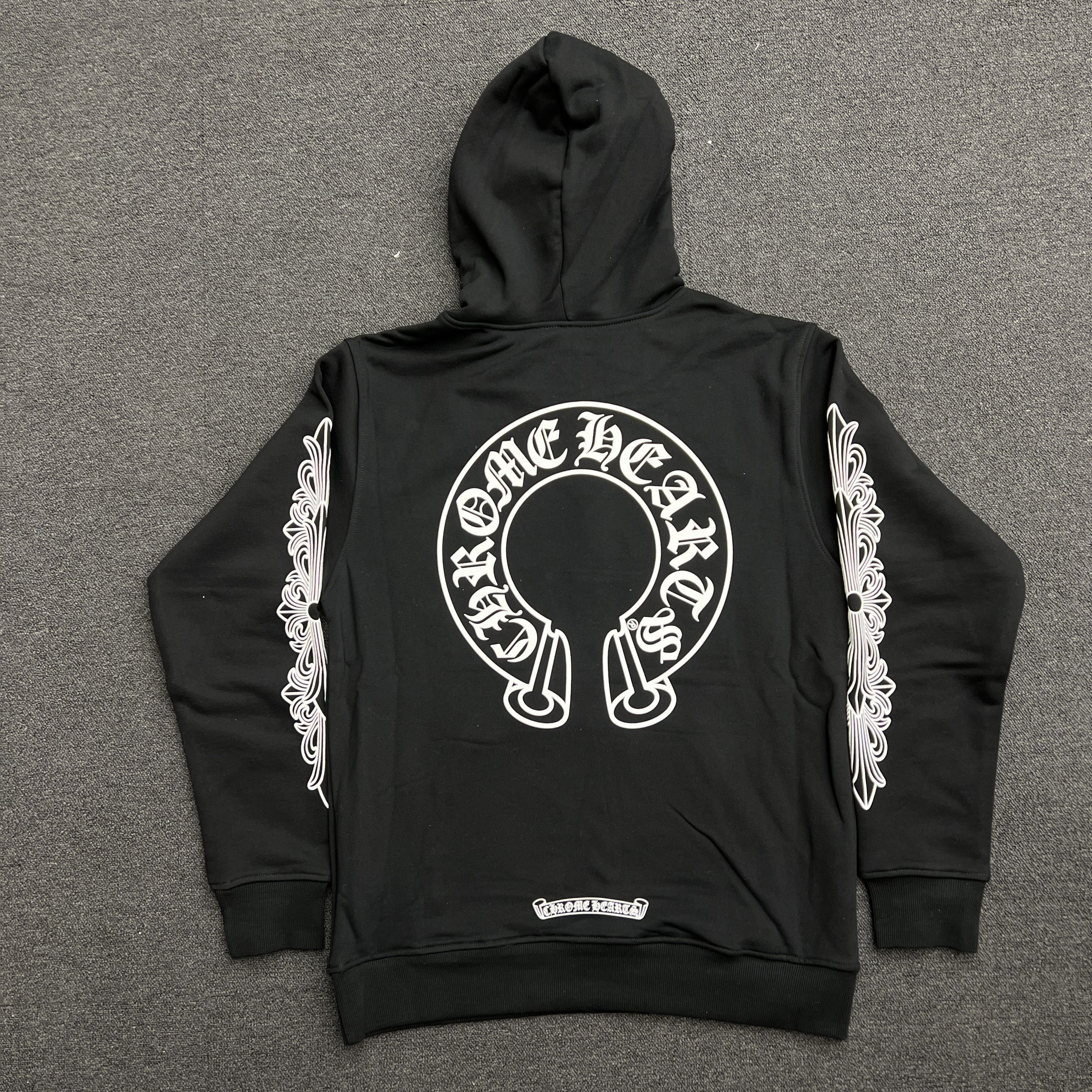 Chrome Hearts Horse Shoe Floral Hoodie Black (13) - newkick.app