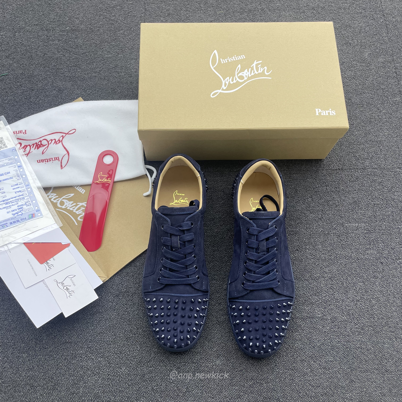 Christian Louboutin Rivet Shoe Blue Suede Calf (3) - newkick.app