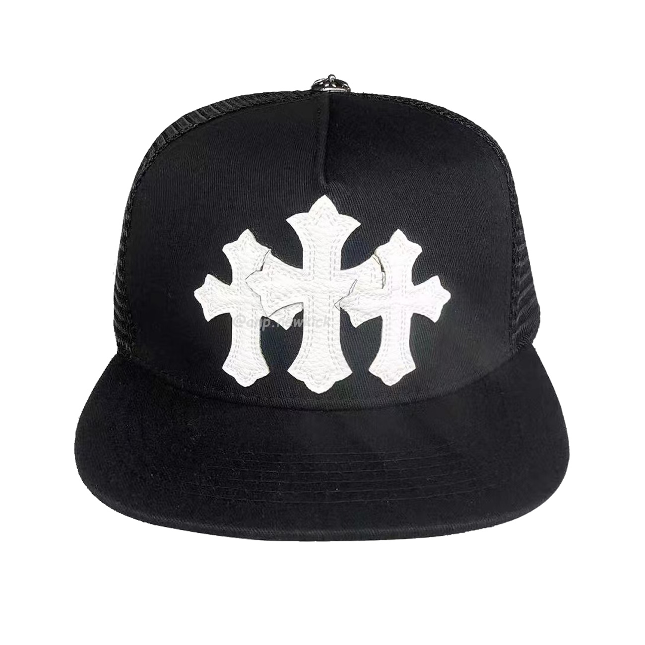 Chrome Hearts Tri Cross Black White Red Trucker Hat (10) - newkick.app