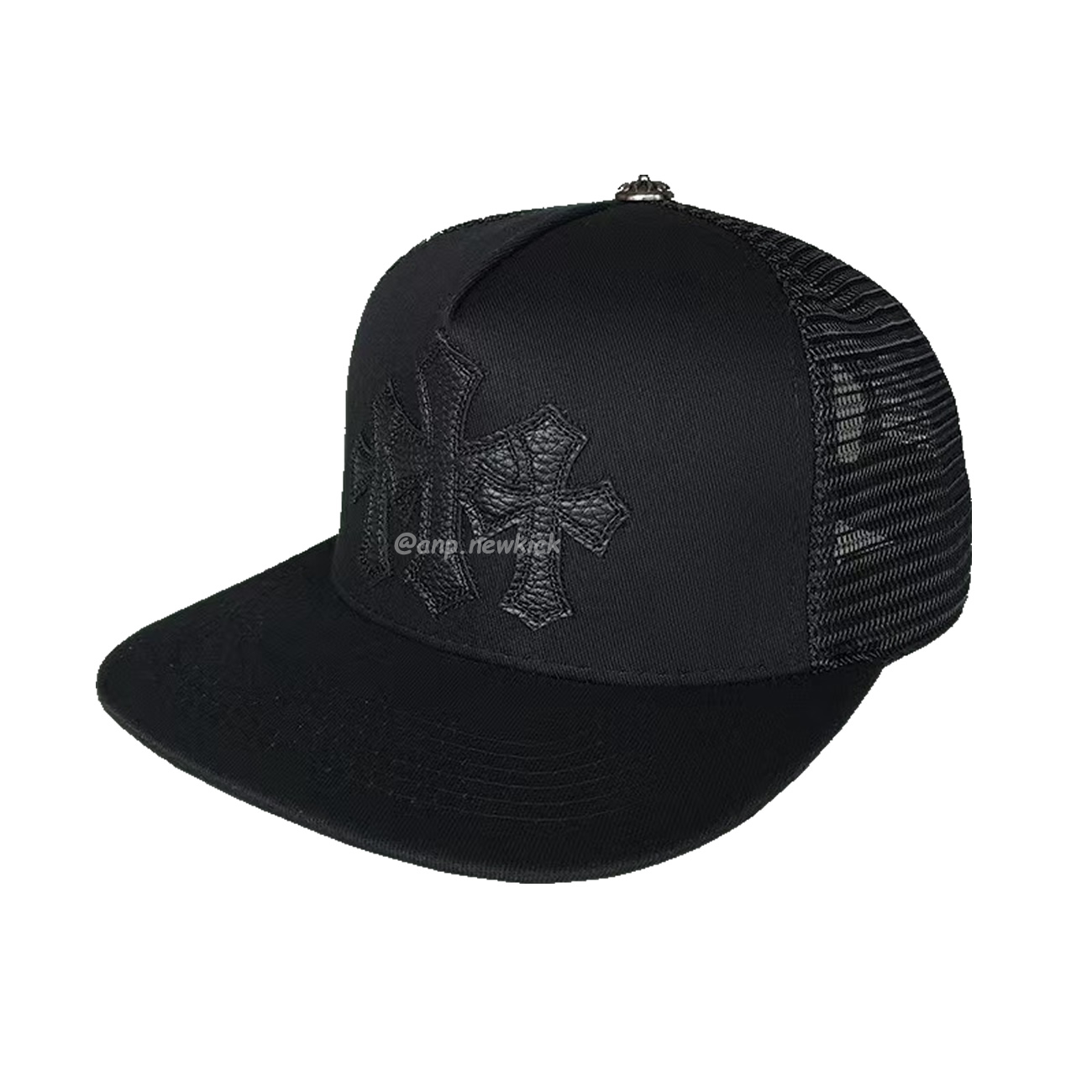 Chrome Hearts Tri Cross Black White Red Trucker Hat (4) - newkick.app