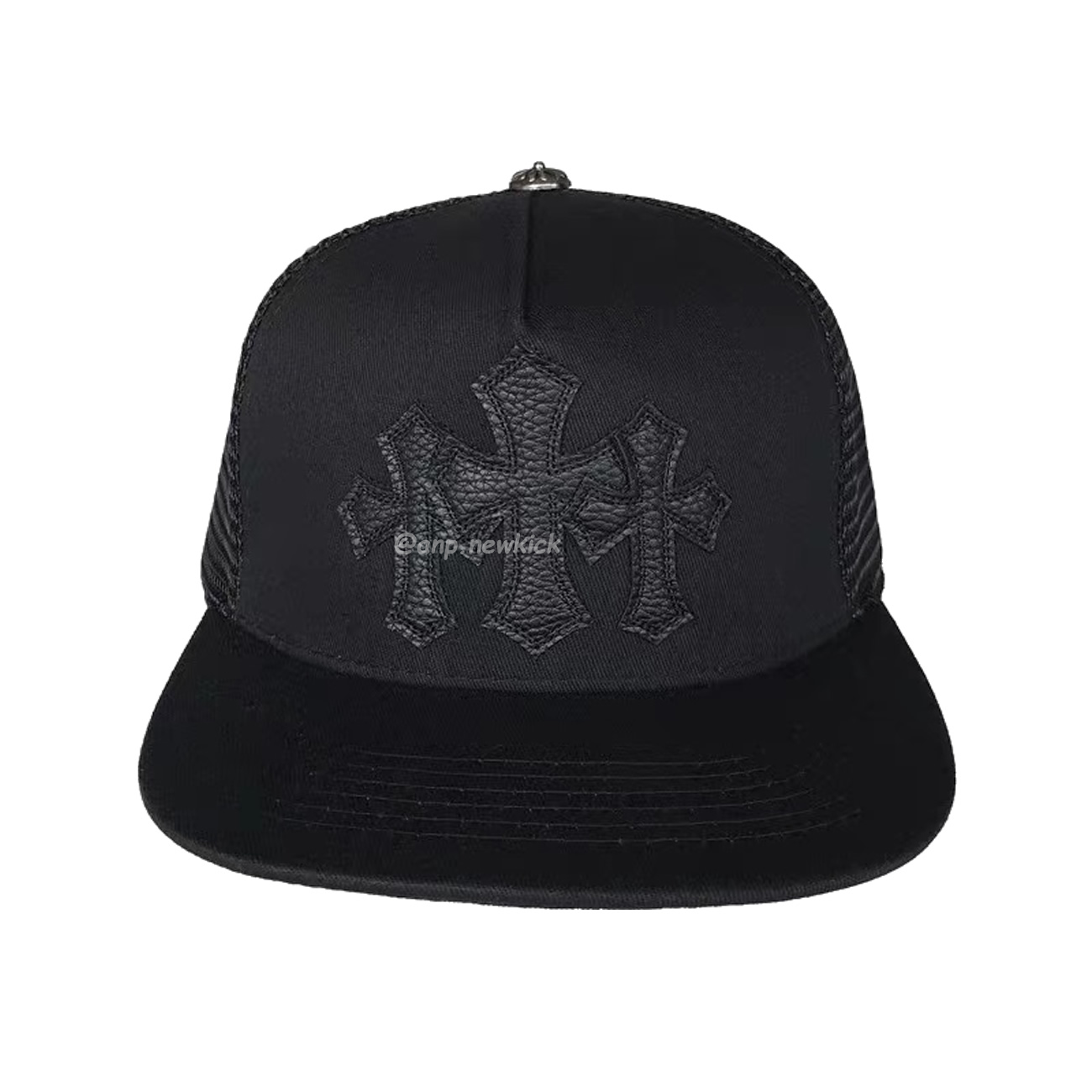 Chrome Hearts Tri Cross Black White Red Trucker Hat (5) - newkick.app